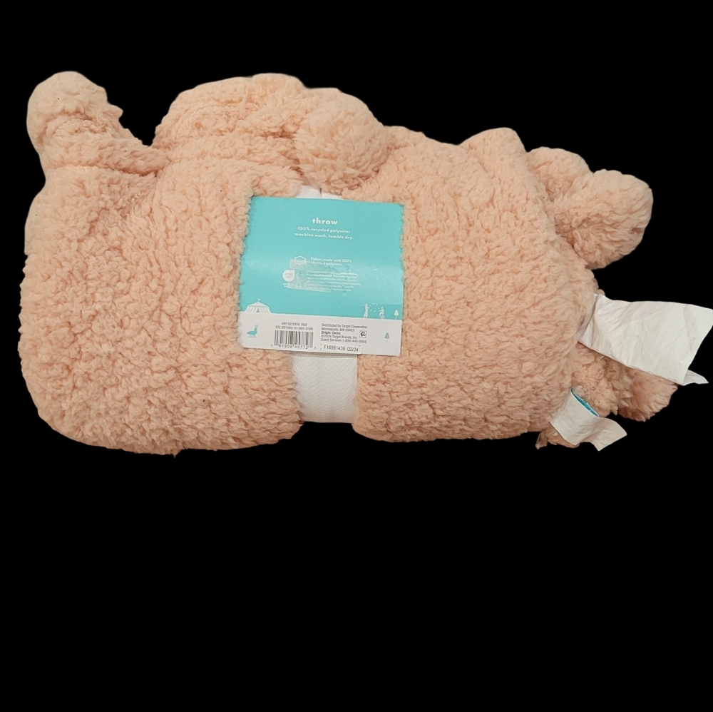 Pillowfort Pink Blanket With Puff Balls On The Edges